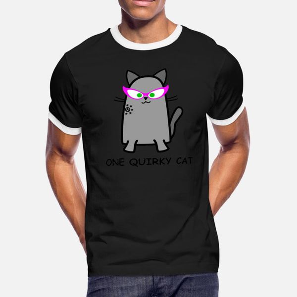 

one quirky cat t shirt men personalized tee shirt s-xxxl interesting building spring slim shirt