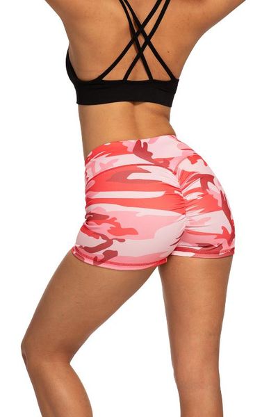 

fitness gym clothescamouflage sports running yoga fitness self-cultivation hip bubig pleated three-point yoga hipping, White;red