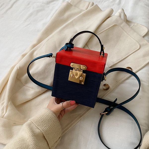

women's 2019 personalized box fashion fashion messenger korean style contrast color shoulder portable women's small square shoulde
