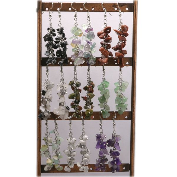 

5pari bohemian style handmade natural gravel earrings diy natural stone tassel earrings ladies jewelry, Silver