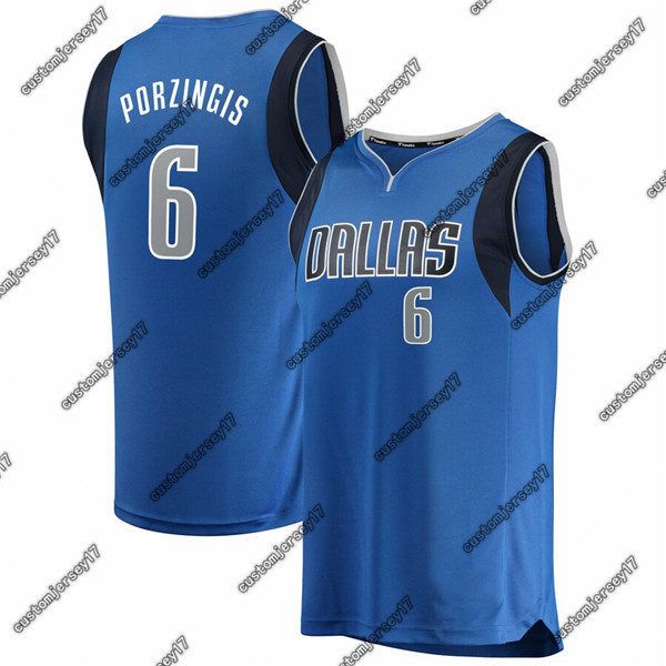 

мужчины mavericks даллас 6 porzingis фанатики известных игрока джерси издание голубой kristaps майки для баскетбола, Black