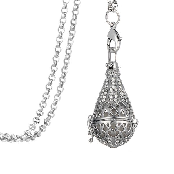 

crystal paved microphone shape essential oil pendant diffuser necklace for women perfume jewelry, Silver