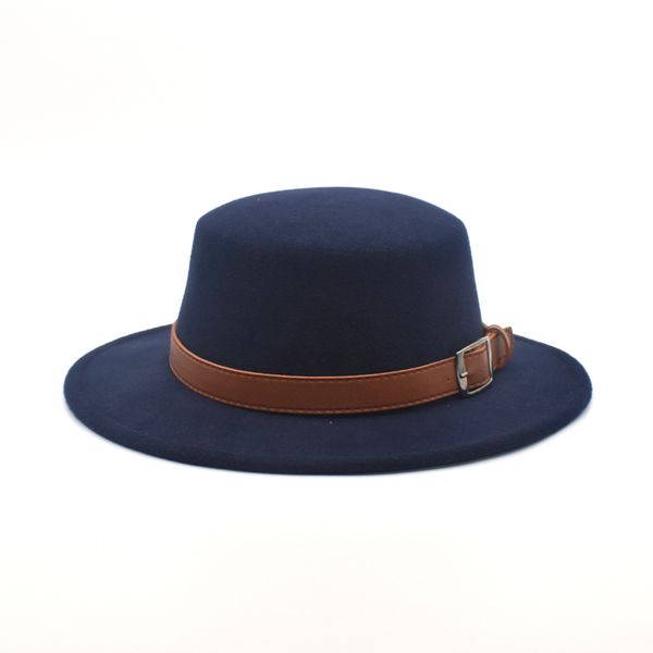

winter and autumn imitation wool ladies men's and women's fedora hats jazz hats european american round hat p8, Blue;gray