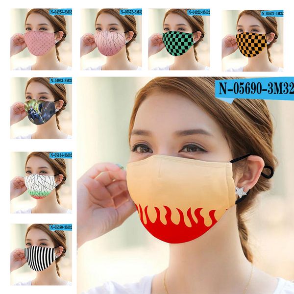 

stripe washable printed cloth mouth mask pm2.5 dustproof and anti-smog face mask protective mask stripe 14 colors new