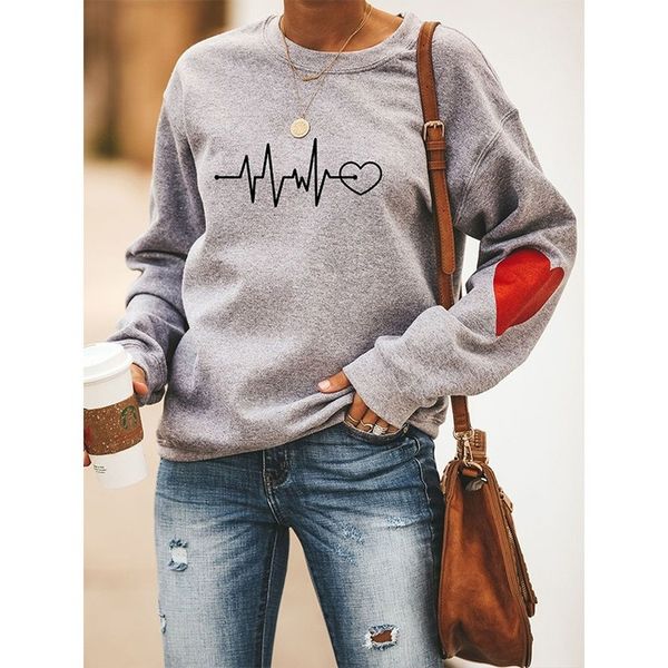 

e-baihui 2021 european and american new women's clothing round neck long-sleeved pullover sweater casual loose printed sweater xx-a10, Black