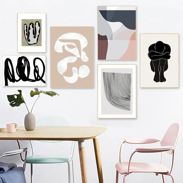 

beige boho trendy colors abstract canvas poster minimalist wall art print paintings scandinavia wall pictures living room decor