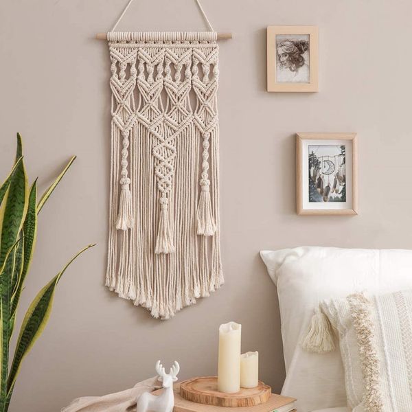 

wall hanging tapestry macrame woven boho theme home decor bohemian home geometric art decor beautiful apartment dorm room bedroom decoration