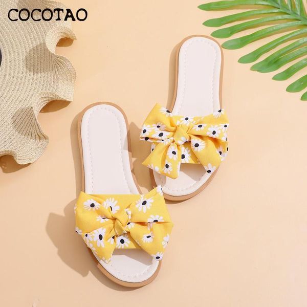

sandals and slippers female summer 2020 new ins fashion slippers wild and comfortable sweet little fairy bow sandals slipper, Black