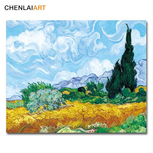 

paintings gogh famous canvas painting a wheatfield with cypresses poster wall pictures for living room posters and prints art