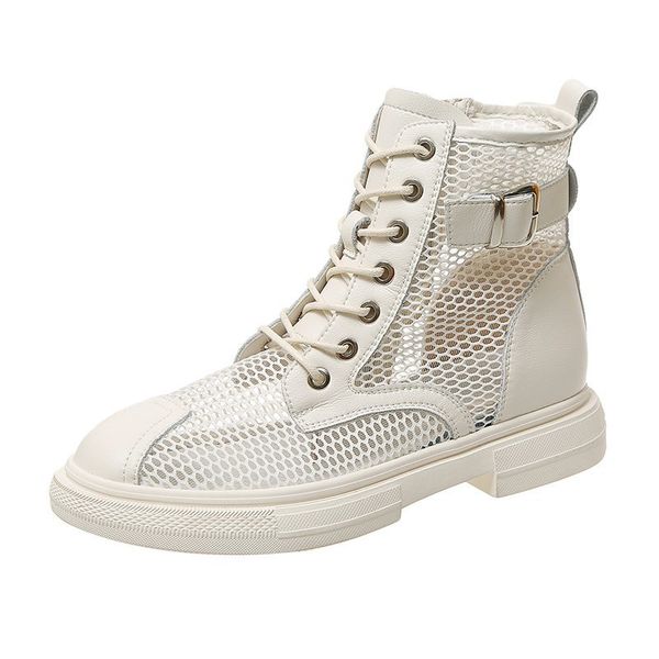 

2020 new ladies summer boots flat bottom with mesh boots ladies dress casual shoes fashion, Black
