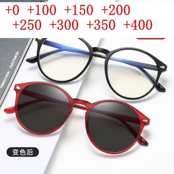 

red frame progressive multifocal reading glasses women men round eyeglasses near far sight pchromic hyperopia diopter nx, White;black
