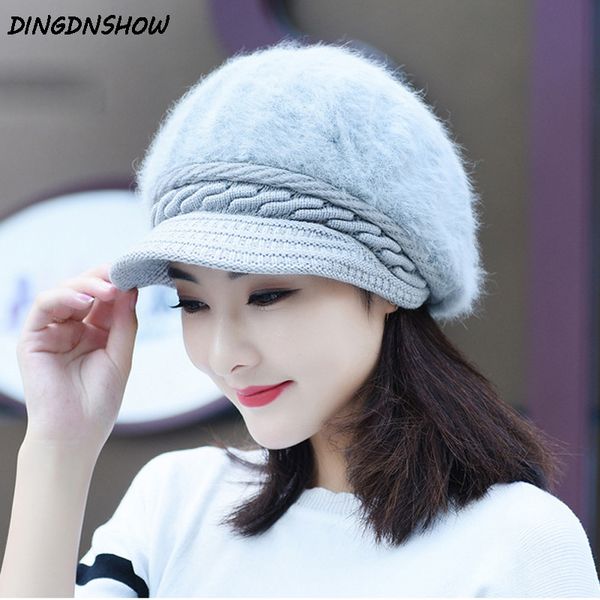 

dingdnshow] 2020 brand beanies hat cotton knitted hat warm winter cap lady bonnet skullies for women, Blue;gray