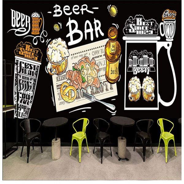 

drop shipping custom p wallpaper hand painted american beer graffiti wallpaper bar ktv barbecue shop custom mural