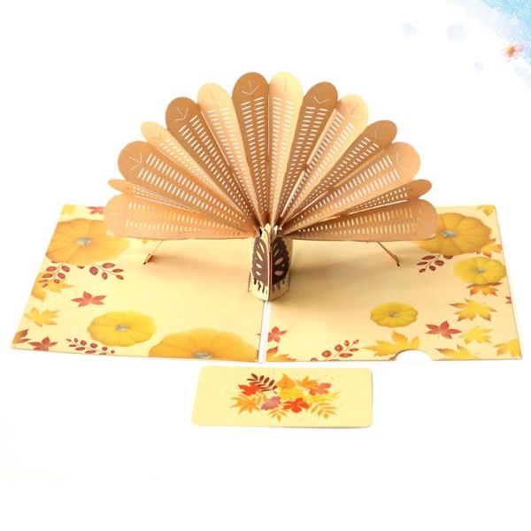 

1pc creative diy 3d stereo handmade greeting card thanksgiving day cards turkey printed cards for holiday blessings white