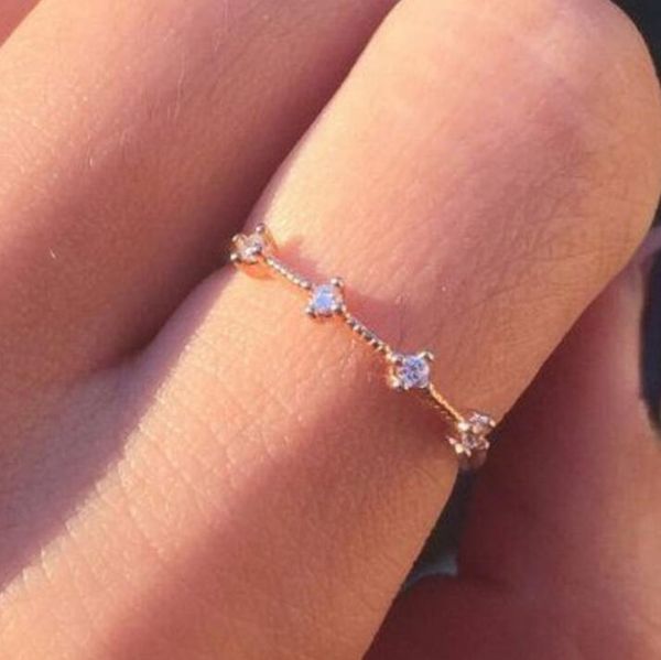 

jewelry crystal band rings simple four braken glass rings for women delicate fashion of shipping, Silver