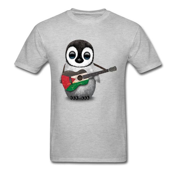 

kawaii комиксы футболка чистый хлопок лето / осень младенца пингвин игра палестинский флаг гитара интересный tshirt для студентов подарков