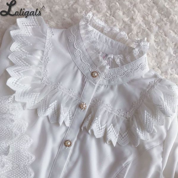 

retro style women's white blouse vintage victorian bell sleeve lolita shirt by yiliya