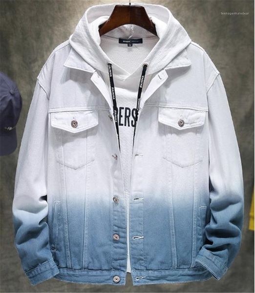 

autumn outerwear with pockets long sleeve mens jeans clothes with buttons mens gradient color jackets spring and, Black;brown