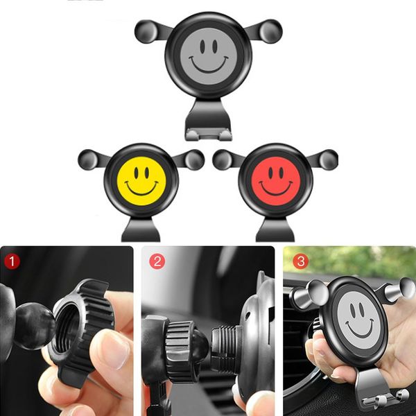 

cgjxsuniversal car gravity air vent clip phone holder cute smile face rotatable bracket stand car phone navigation gps holder for iphone sam
