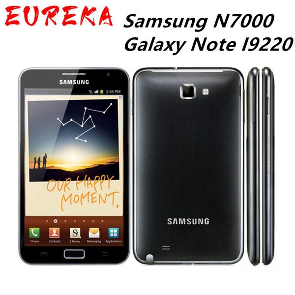N7000 Original Samsung N7000 Galaxy Nota I9220 8MP 1GB RAM + 16GB ROM 3G WCDMA 2500mAh recondicionado Celular desbloqueado