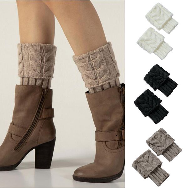 

socks & hosiery 1pair women crochet boot winter thick cuff knitting autumn short, Black;white