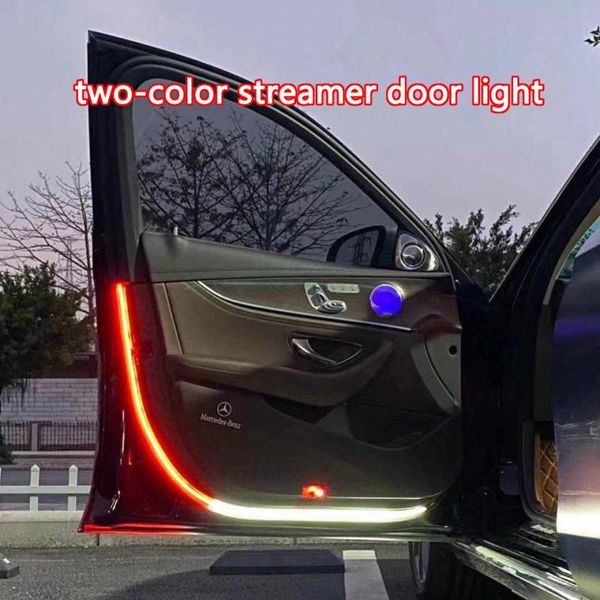 

2pcs car-styling red-white led streamer door anti-collision warning light welcome decorative light belt car door atmosphere lamp