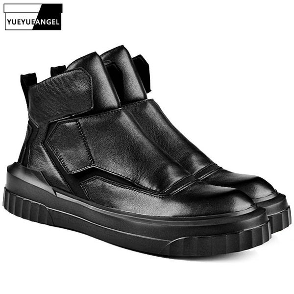 

boots full grain leather men combat high ankle black shoes comfortable winter casual army punk botas hombre