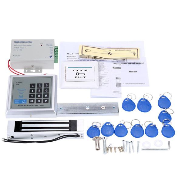 

cgjxshome security rfid access control system kit set 180kg electric magnetic lock door switch power supply with 10pcs id key fobs