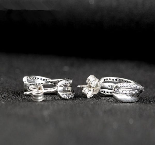 

memnon jewelry entwined hoop stud earrings for women 925 sterling silver galaxy earrings with clear cz 2016 winter christmas gift01, Golden;silver