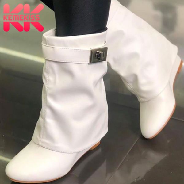 

kemekiss women short boots fashion inside heel winter shoes woman casual round toe daily warm mid calf boot footwear size 36-41, Black