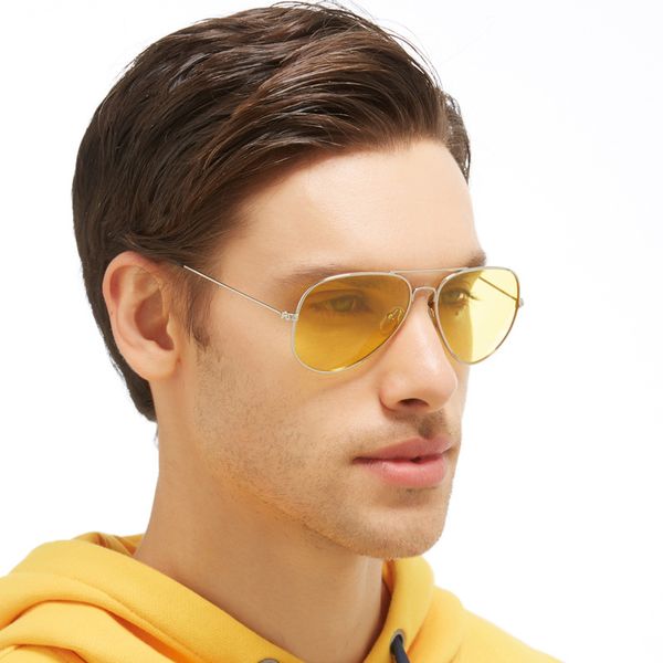 

pilot night vision sunglasses men women goggles glasses uv400 alloy sun glasses for women men driver night driving eyewear, White;black