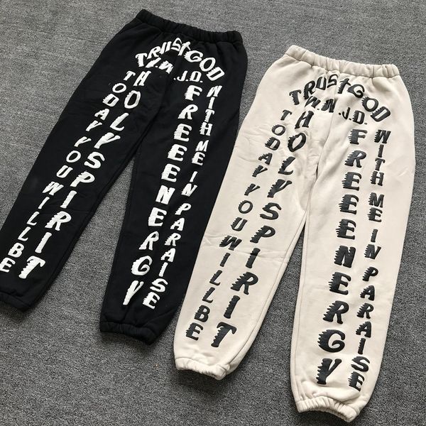 

men women pants cpfm trust god w.w.j.d sweatpants kanye west sunday logo print kardashian pants cotton trousers mx200323, Black