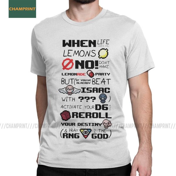 

men's t-shirt the binding of isaac when life gives you lemons cotton tee shirt short sleeve game lamb azazel demon t shirt