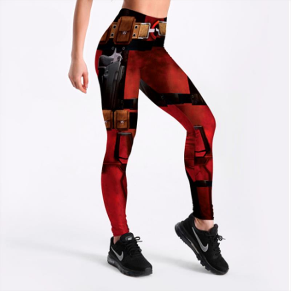 

women fashion fintess legging wine red digital print womens leggings super hero deadpool leggins printed leggings, Black