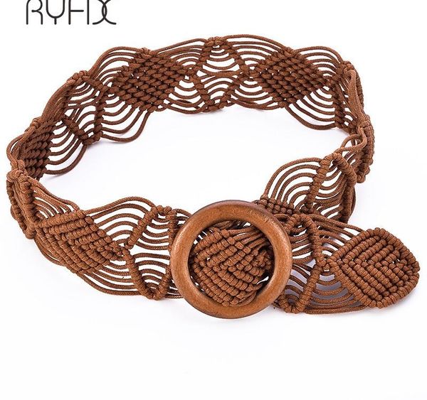 

vintage bohemian style belts for women knitted wide for dress06, Black;brown