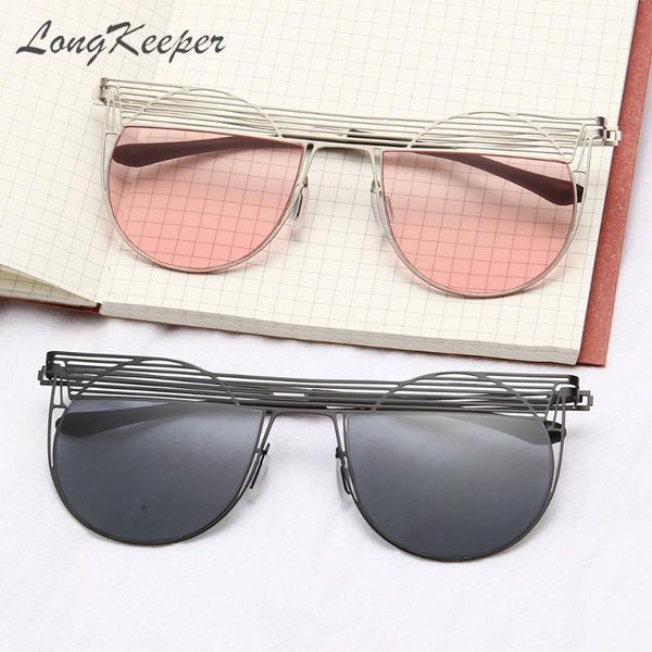 

longkeeper vintage punk metal frame sunglasses women men round ocean lens glasses personality beach eyewear uv400, White;black