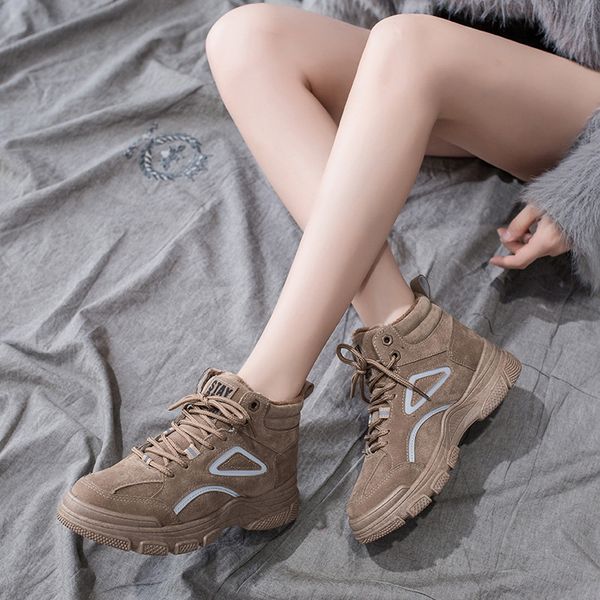 

shoes plus cotton warm worker boot girl's trend versatile plus velvet martin b lady shoes -40, Black