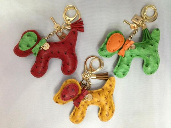 

1pcs cute leather dog keychain animal key chain car key ring bag pendant leather tassels ring, Silver