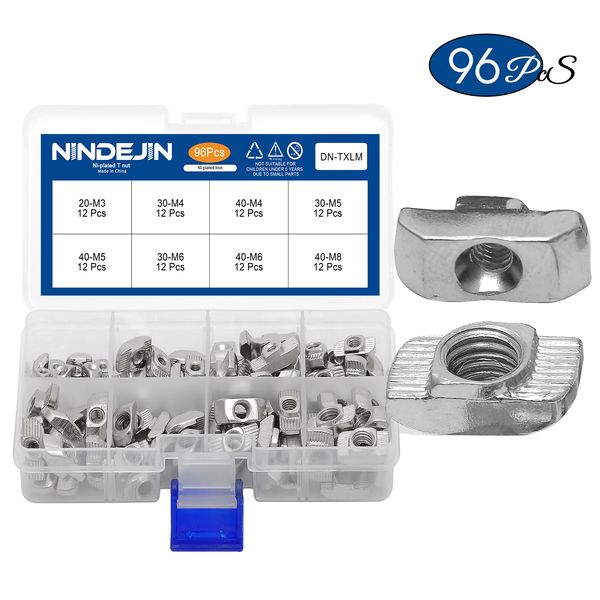 

96pcs m3 m4 m5 m6 m8 t slot nut hammer head sliding t nut fasteners drop in t-nut set for 2020 3030 4040 series aluminum profile