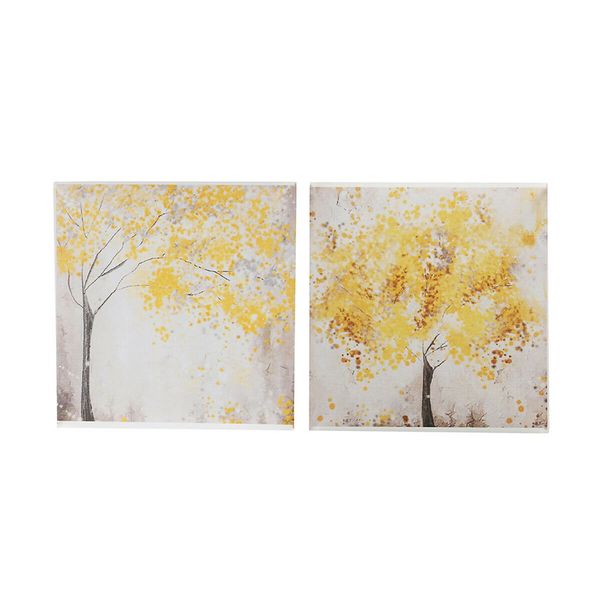 

2pcs 30x30cm yellow flowers tree wall art restaurant canvas picture set cafe