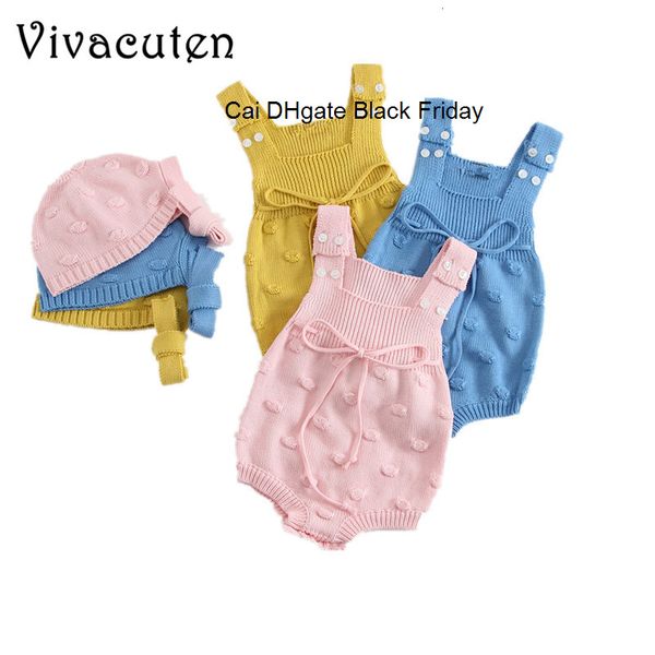 

baby knitted romper newborn overalls autumn baby girl knitted rompers suits for baby bubbles dotted romper knitted hat clolthes, Blue