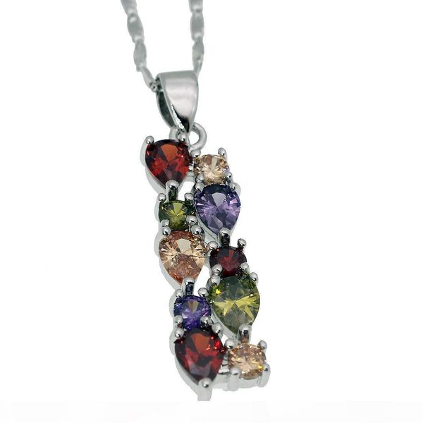 

женщины ювелирных изделий стерлингового серебра подвески ожерелье gemstone morganite гранат аметист хризолит ослепительный пром мода ювелирн, Silver
