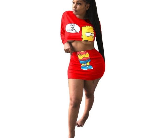 

red cartoon printing 2 pieces of skirt short sleeve crop skirt set summer 2 two piece set for women two-piece outfits, Gray