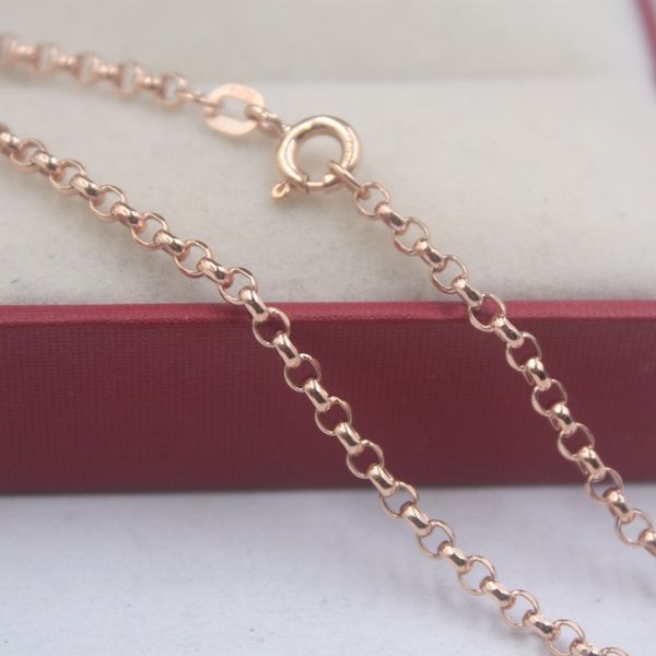 

pure 18k rose gold chain luck rolo cable link chain necklace 16-24inches, Silver