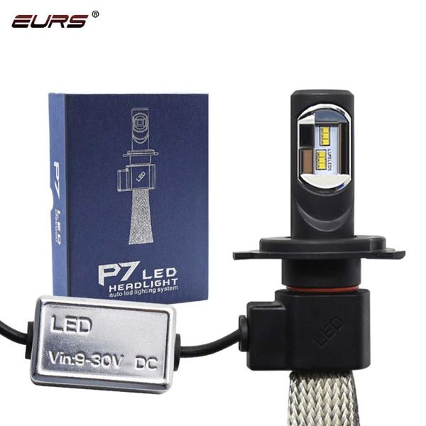 

eurs 2pcs h4 h7 led car headlight bulbs zes chips h11 h1 h3 9005 9006 hi-lo beam 9600lm 6000k p7 auto headlamp led light 12v 24v