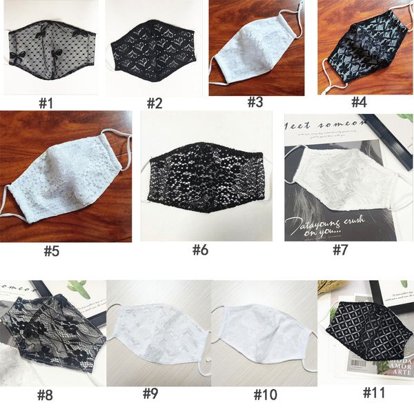 

lace double-layer breathable thin cotton face mask female cold feeling fabric dust-proof reusable washable 11 styles as pic for choose