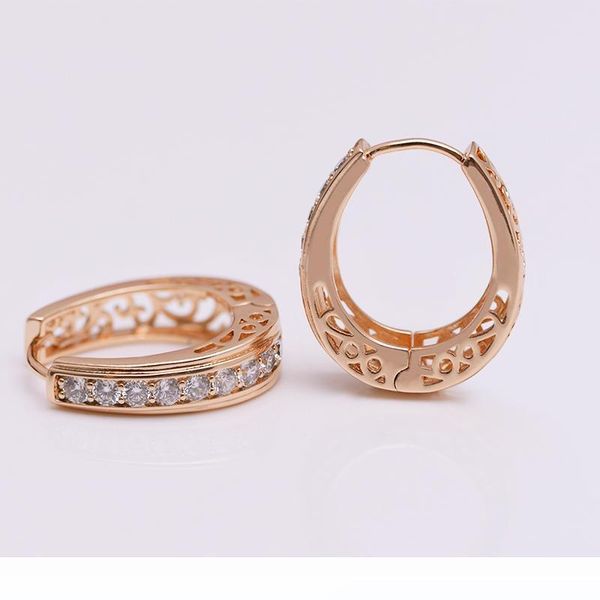 

2020 oval new hollow style hoop earrings for women fashion jewelry gold plated zircon good quality, Golden;silver