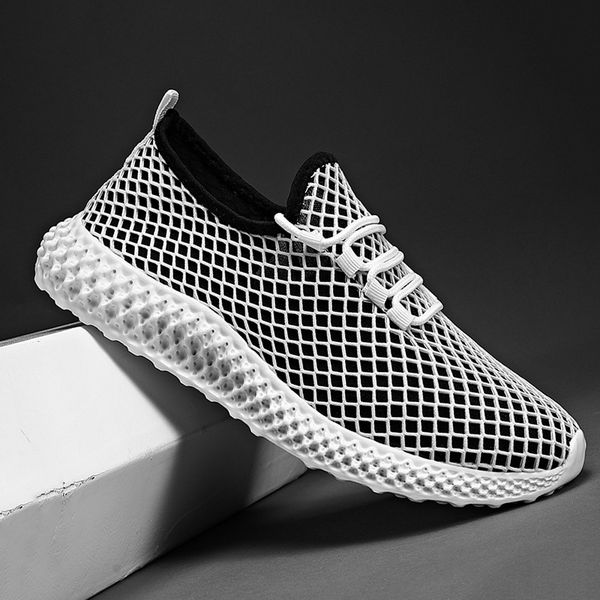 

men's casual shoes light sneaker fashion sports outdoor red yellow gray mesh breathable comfortable design attractive large size, Black