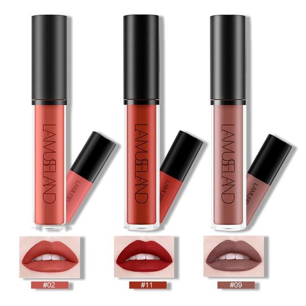 

lamuseland 2pcs 12 цветов продолжительный водонепроницаемый matte liquid lip gloss макияж