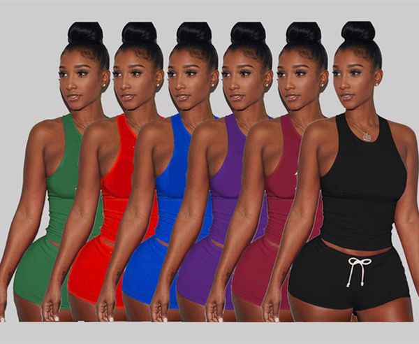 

letter print women tracksuit summer design outfits short sleeve vest tanks + shorts two piece set bodycon t-shirt sportswear suit clothing, White